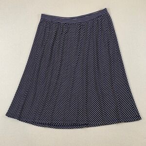 Coldwater Creek Women's Size M 10-12 Navy White Stripe Midi Skirt Elastic Waist